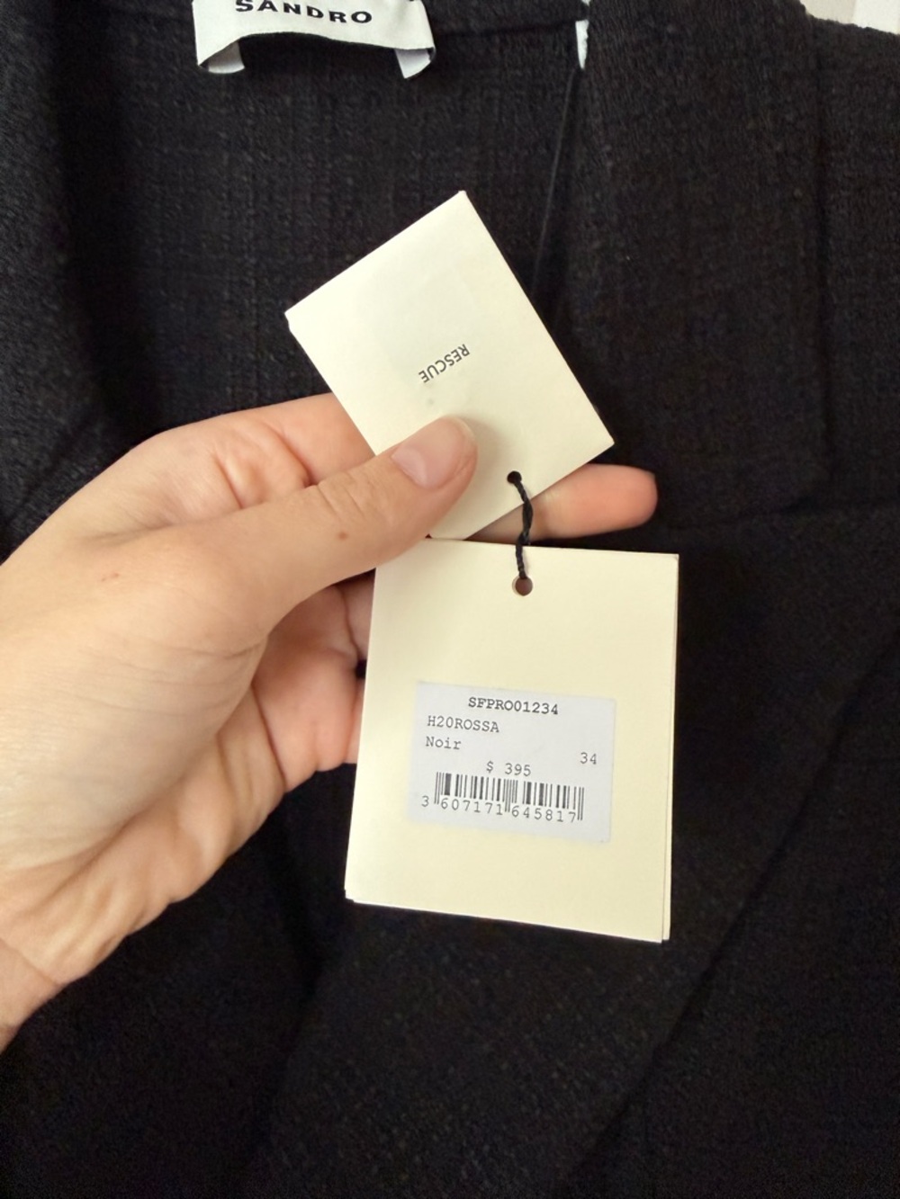 NWT Sandro Black Double-Breasted Tweed Mini Dress - Picture 5 of 8